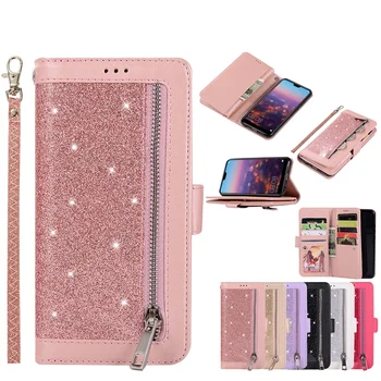 

Case For Huawei P20 case huawei P20 Pro case Bling Glitter Flip leather zipper wallet Case For Huawei P20 lite case kimTHmall