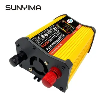 

SUNYIMA Dual USB 6000W Modified Sine Wave Inverter DC 12V to AC 110V/220V Portable Car Power Converter Adapter With LCD Display