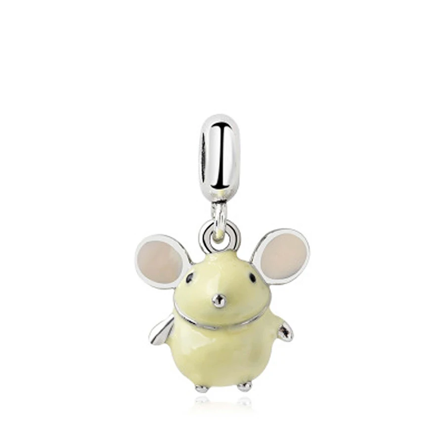 Animal jewelry 2pcs enamel mouse pendant big ears mouse zodiac rat charms for women
