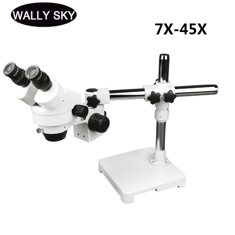 7X-45X Zoom Stereo Microscope 360° Rotatable Trinocular Head with Boom Stand Universal Bracket for Industrial PCB Phone Repair |