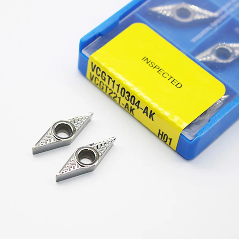 Korloy 10pcs VCGT110304-AK H01 VCGT221-AK H01 CNC Carbide Inserts