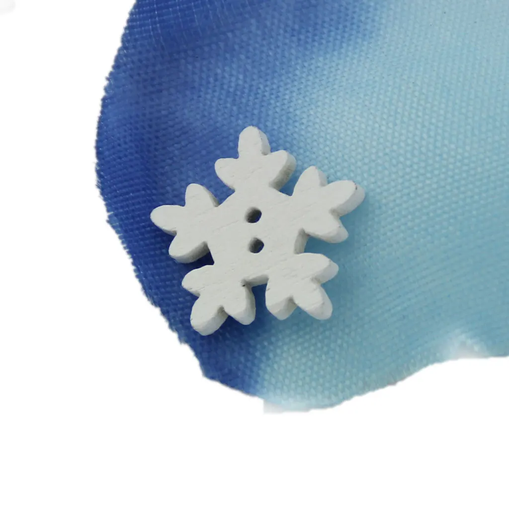 White Wooden Snowflakes Embellishment Buttons with Hole for Sewing Craft Design