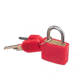 

2 Small Padlock Set with Keys (2 Pairs) Luggage Suitcase Bag Mini Lock Travel Accessory Kit Solid Brass Red