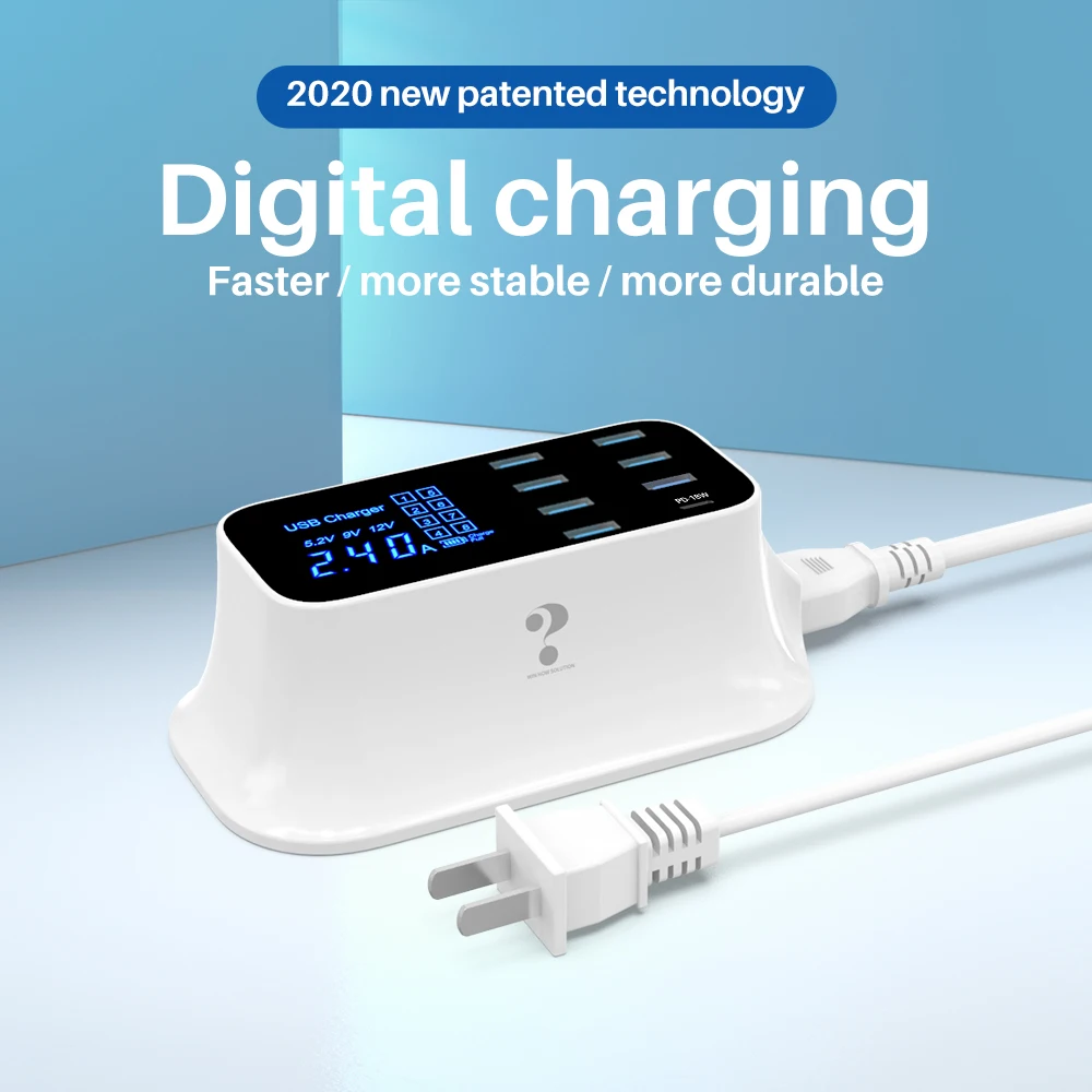 8 port usb c18wW quick charge3.0 mobile phone accessories charging station gan pd adapter for xiao mi9 iphone 11 12