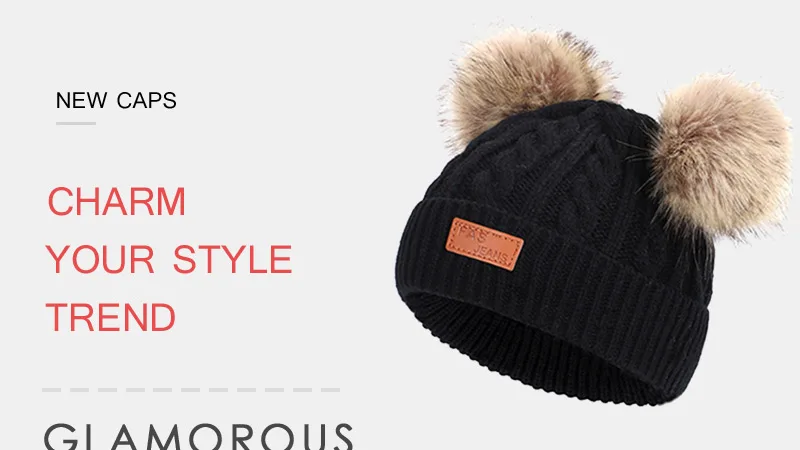 Детская шапка, вязаная Милая шапка для девочек, BoysBig Pom pom Beanie, детские шапки для девочек и мальчиков, теплая вязаная зимняя детская шапка из натурального енота F