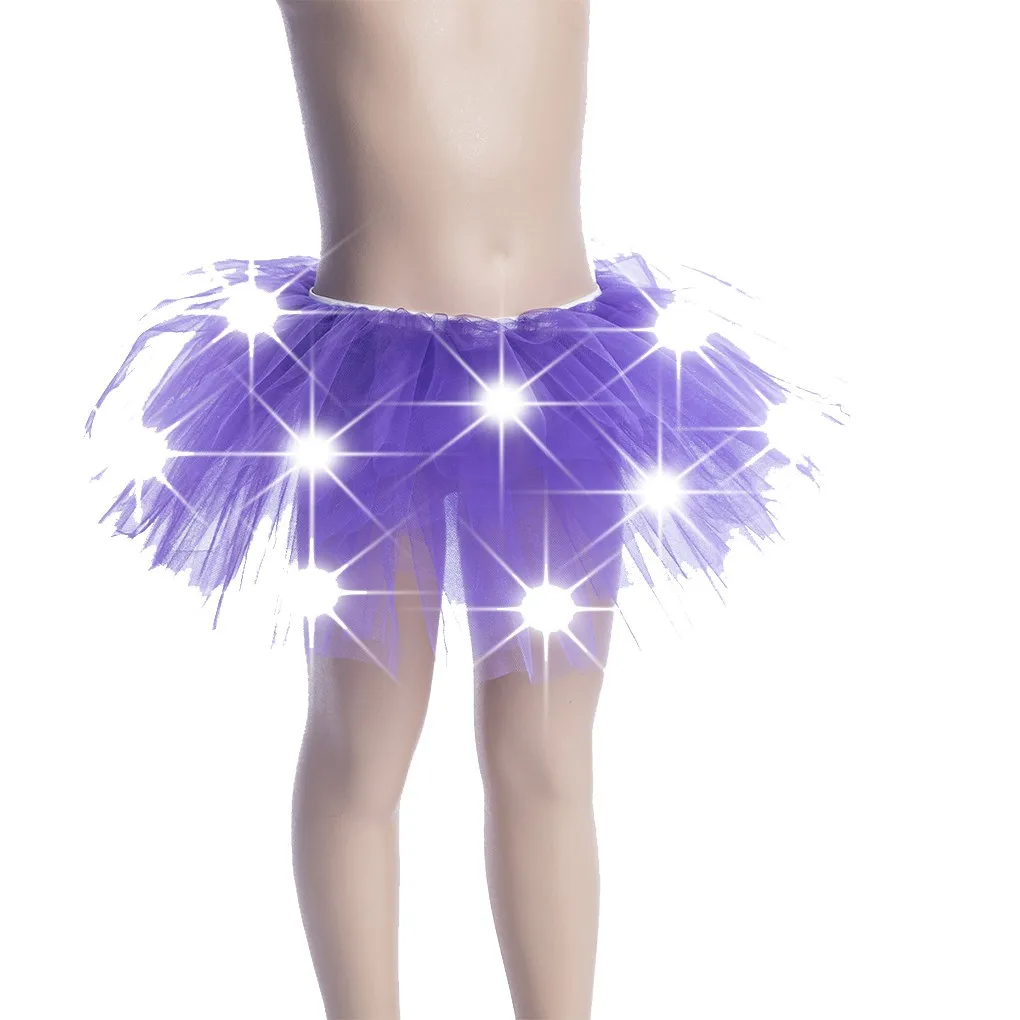 1PC Cartoon Cute LED Light Girl Kids Clothes Star Tutu Skirt Princess Christmas Party Tutus Tulle Novelty Stage Dance Skirt