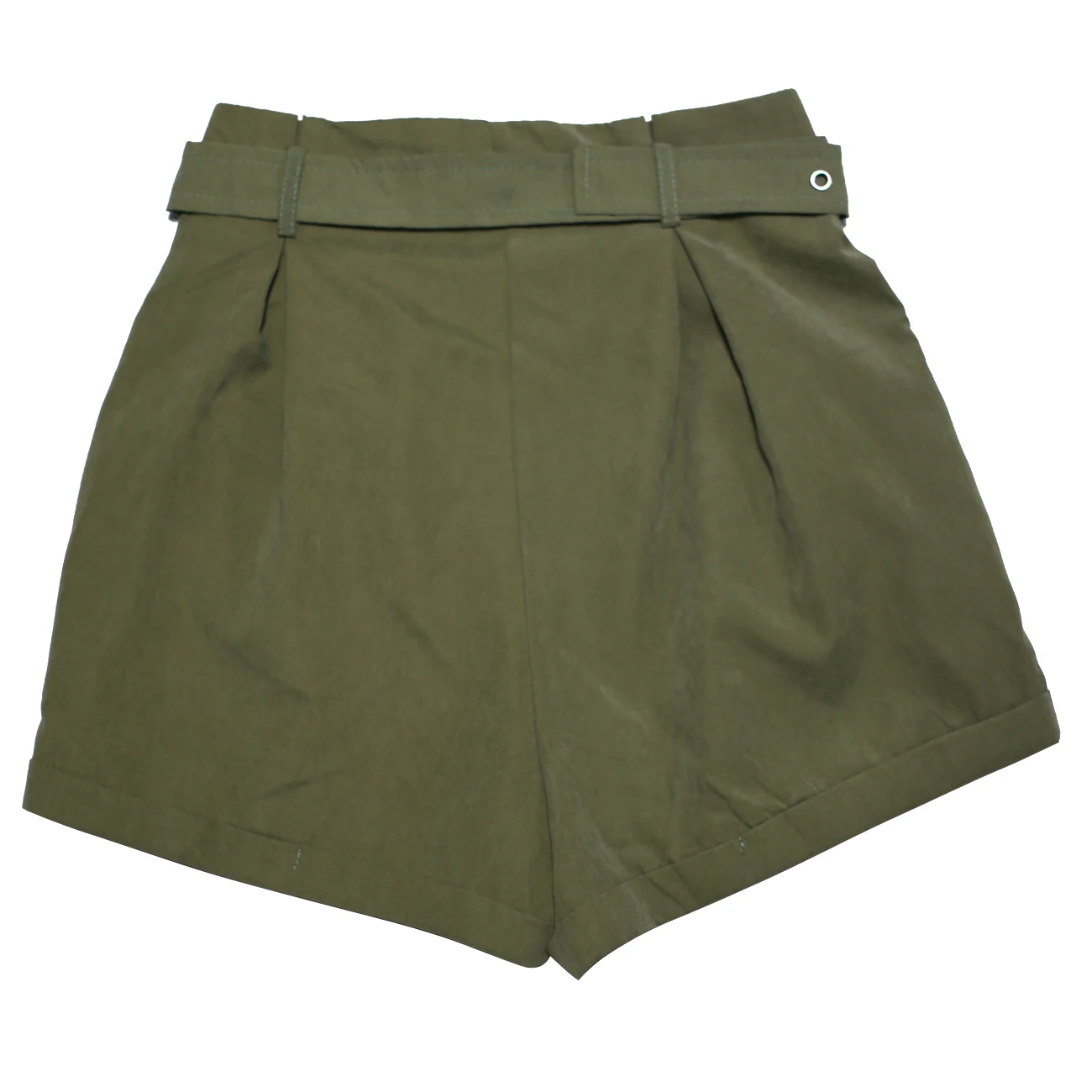 Повседневные женские короткие брюки с высокой талией летние зеленые шорты с поясом