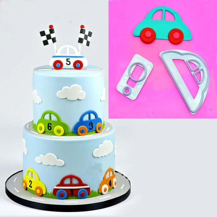 2Pcs Cars Cut Mold Fondant Cake Decoration Plastic Mold party decorations,birthday party supplies,cake decorations,cake baking tools