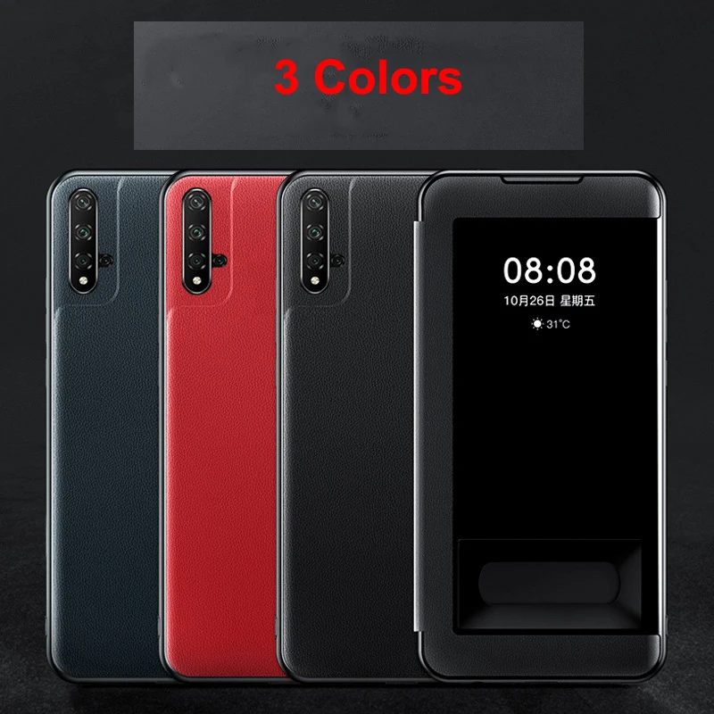 Чехол из искусственной кожи с окошком для Huawei P40 Honor 30 9A 20 Pro 20S V30 Nova 5T 4e 30i 20i 10i Lite 9X Y7