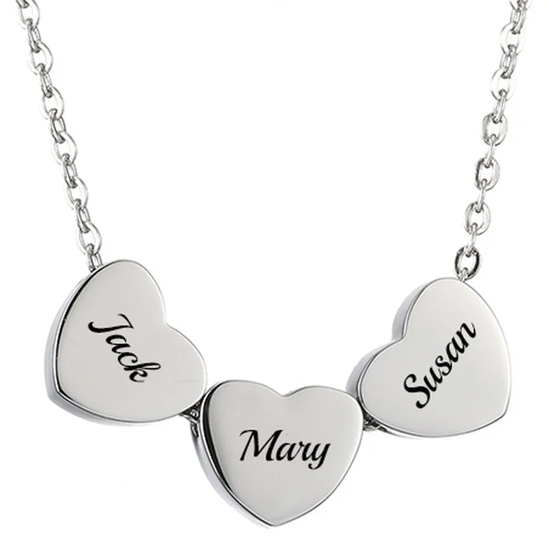 Ожерелья с 3 именами на заказ ожерелья в форме сердца для семьи сестры брата