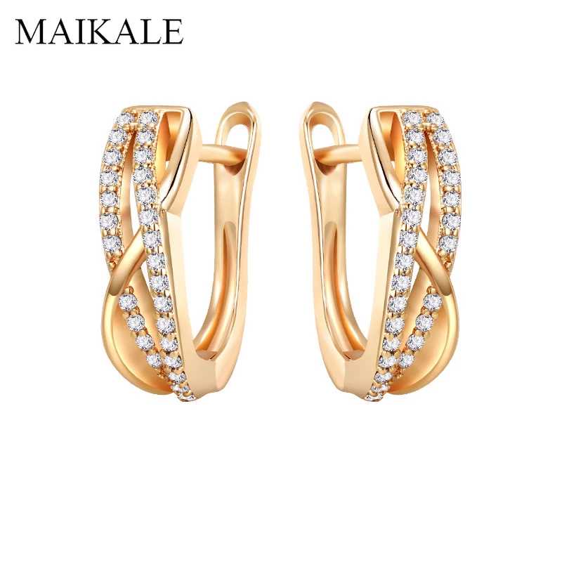 MAIKALE серьги-гвоздики из розового золота с цирконием для женщин, черные геометрические корейские серьги с кубическим цирконием, модные ювелирные изделия, подарки Brincos