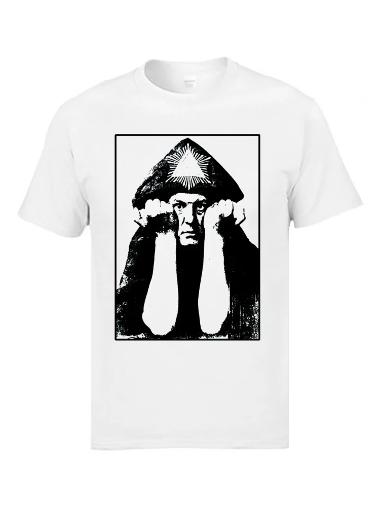 

Aleister Crowley Tops T Shirt Features Characters Brand New Europe Tops & Tees Round Neck Father Tshirts 100% Cotton T-Shirt
