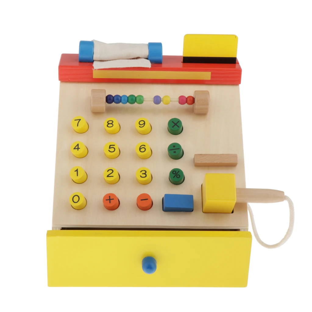 

Simulation Supermarket Cash Register Toy Early Education Game Children Wooden Simulation Checkout Counter Checkout Counter Toys
