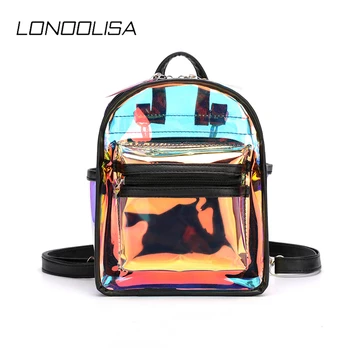 

2020 Fashion Transparent PVC Small Clear Backpack for Women Shoulder Bag Candy Colorful Travel Transparent Waterproof Backpack