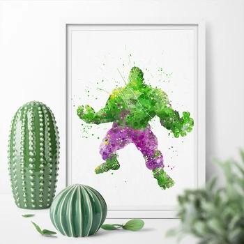 

Watercolor Comic Superhero Hulk Art Canvas Poster Print Wall Art Canvas Painting Sticker Home Decor