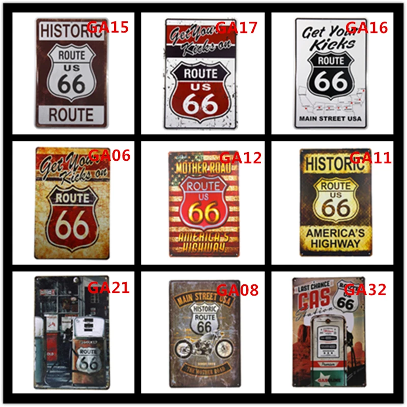 

Metal Tin signs Gas Station US Route 66 Vintage Home Decorative Bar Pub Rustic Wall Plaque Garage Bar Diner