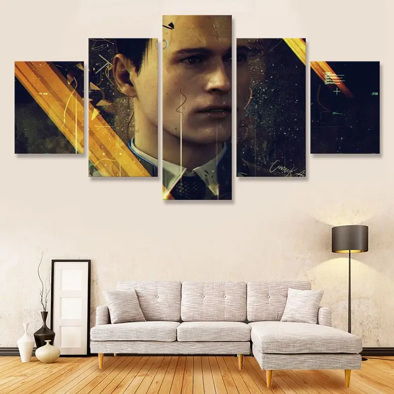

No Framed Canvas 5Pcs Detroit Become Human Wall Art Posters Pictures Home Decor Paintings Decorations