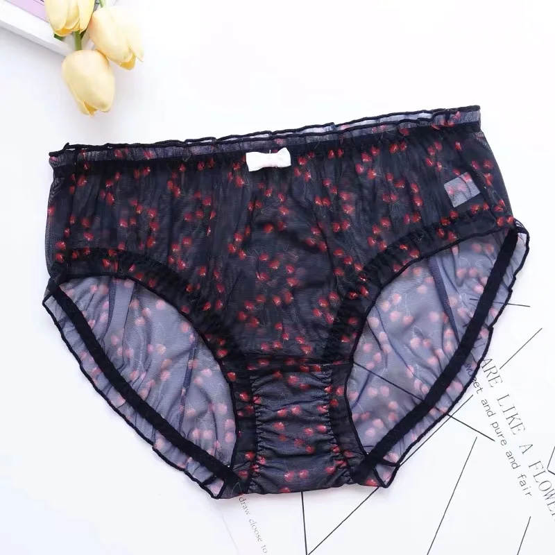 color 12 Ropa interior femenina женское нижнее бельё размера плюс 4XL Прозрачная сетка милый фруктовый принт женские трусики - Цвет: color 12