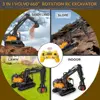 RC Excavator 3 in 1 Construction Metal Remote Control Excavator Shovel Drill 17 Channel 1/16 Full Functional Electric 4