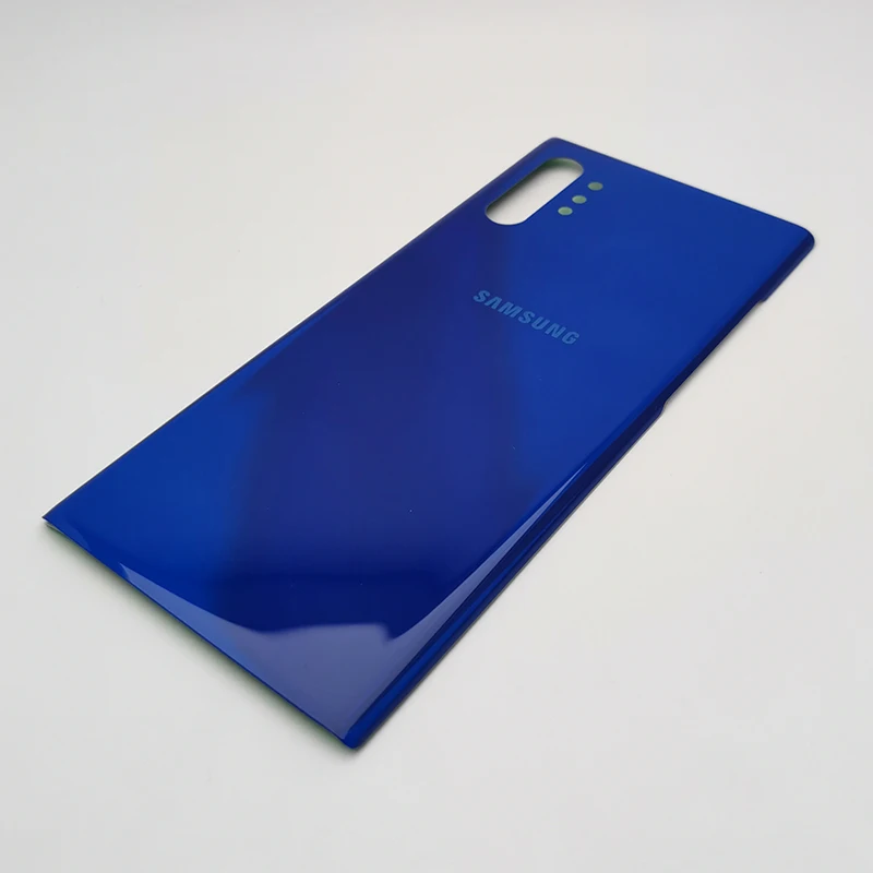 Note 10plus чехол для телефона для samsung Galaxy Note 10 Plus 10+ задняя крышка для батареи стеклянная дверь задний корпус чехол Замена+ наклейка - Цвет: Note 10 Plus Blue