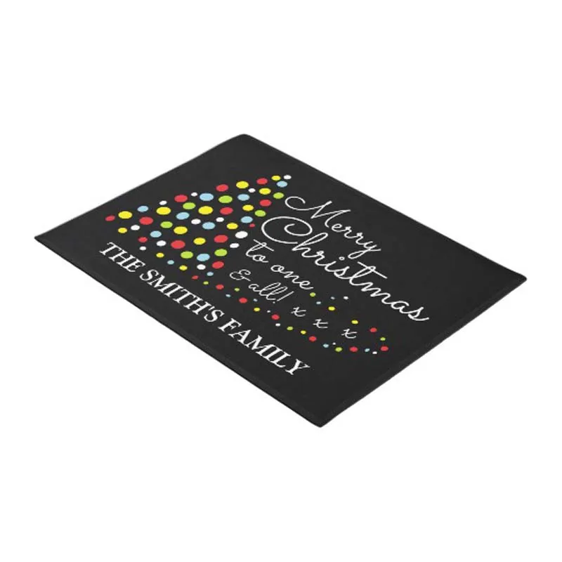 Personalized Modern Christmas Tree, Personalized Family Name Doormat Home Decoration Entry Non-slip Door Mat Rubber Washable Flo