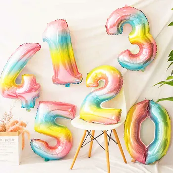 

32inch Foil Number Balloon Latex Balloons Colored Confetti Birthday Party Decorations Mix Rose Wedding Decorations Helium Ballon