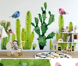 Кактусы обои 3D настенная HD для детской комнаты настенный Декор на заказ кактус фотообои цветочный принт на холсте