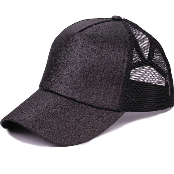 black Quaslover блестящая Бейсбол Кепки Для женщин грязный булочка Snapback летние сетчатые Шапки Регулируемый Повседневное Спорт с блестками в стиле хип Кепки ковбойские шляпы - Цвет: black