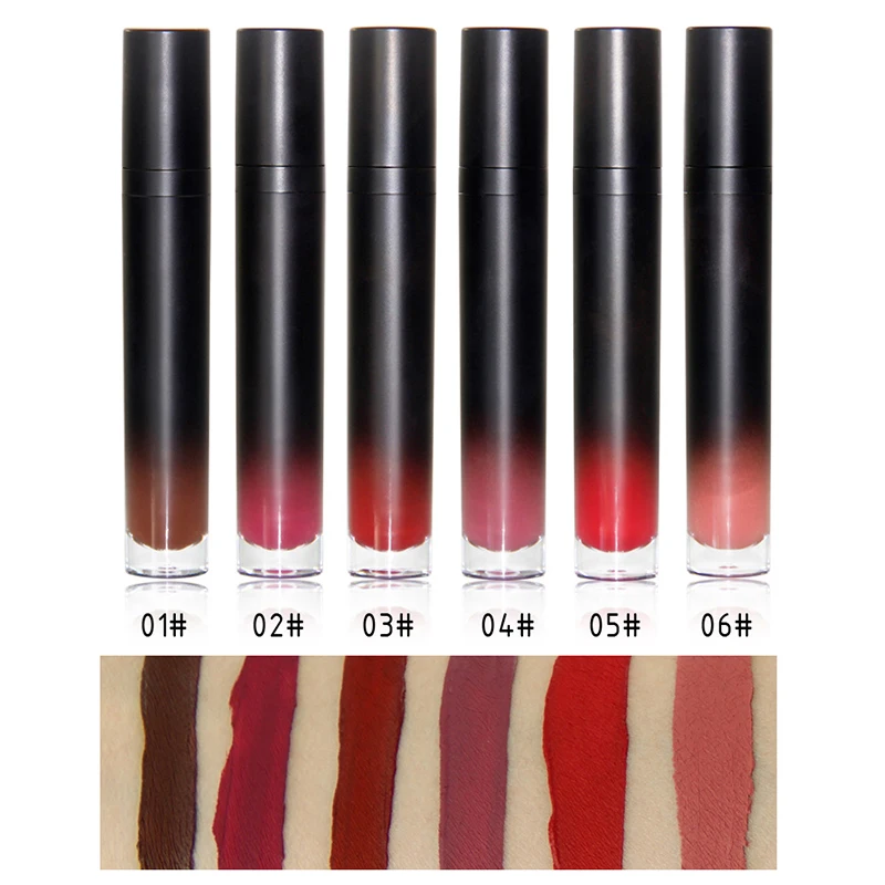 

Make your own brand vegan matte liquid lipstick 12 colors natural lip gloss with black tube Private Label Cosmetics