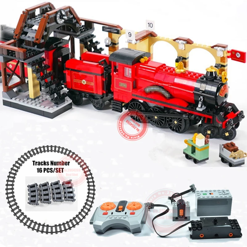 Günstige MOC Motorisierte RC Motor Power Funktion Express Zug Station Fit Legoings Technik Potter Figuren Baustein Ziegel Spielzeug Geschenk