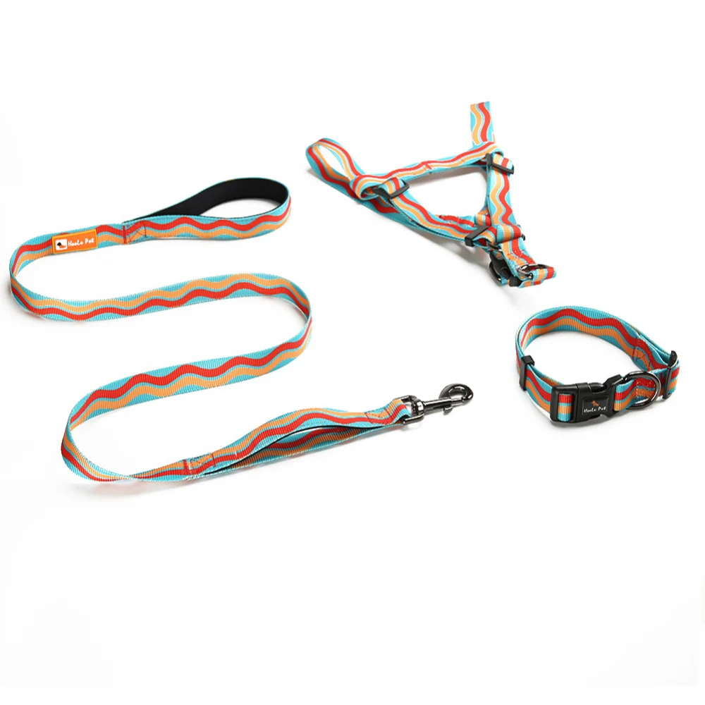 Color Strips-FR003 Нейлоновая шлейка для собаки домашнего животного поводок 3 комплекта Трехкомпонентные ремешки для собак для маленьких средних и больших собак - Цвет: Color Strips-FR003