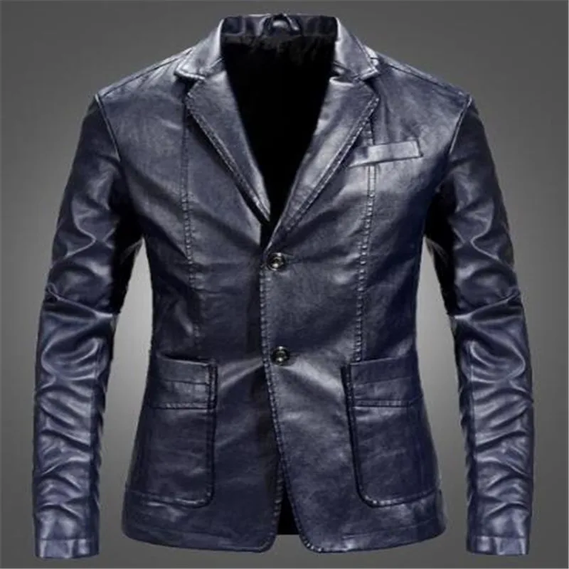 3 Men Leather Blazer Sheepskin New Spring And Autumn Fashion Male Suit Genuine Leather Coat Slim Pocket Teenage Boy - Цвет: 3