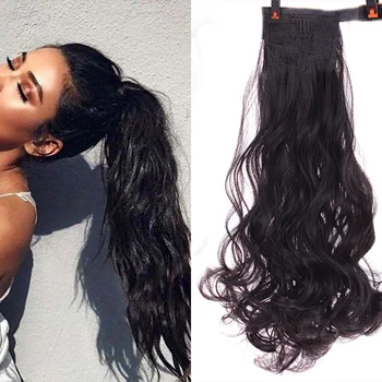 

MUMUPI Straight Synthetic Clip in Drawstring Ponytail Hairpieces for Women‘s girl sparse Hair Extension High Temperature Fiber