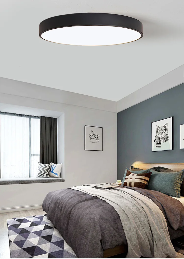 Северный Европейский стиль, круглый светодиодный потолочный светильник для спальни, ультратонкие, крутые, умные светильники для гостиной
