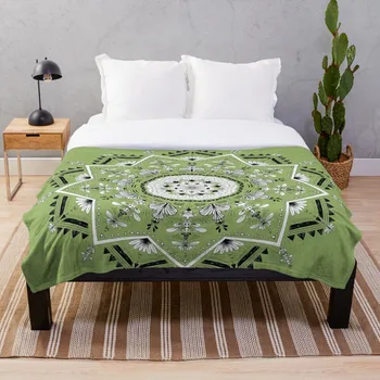 

Star Mandala Green Blanket Wool Flannel Plush Blanket Bedspread For office Sherpa Blanket Couch Quilt Cover Travel