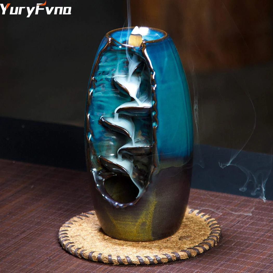YuryFvna горелка для благовоний с обратным потоком, керамическая печь для ароматерапии, ароматическая печь с запахом лотоса для домашнего офиса, держатель для благовоний