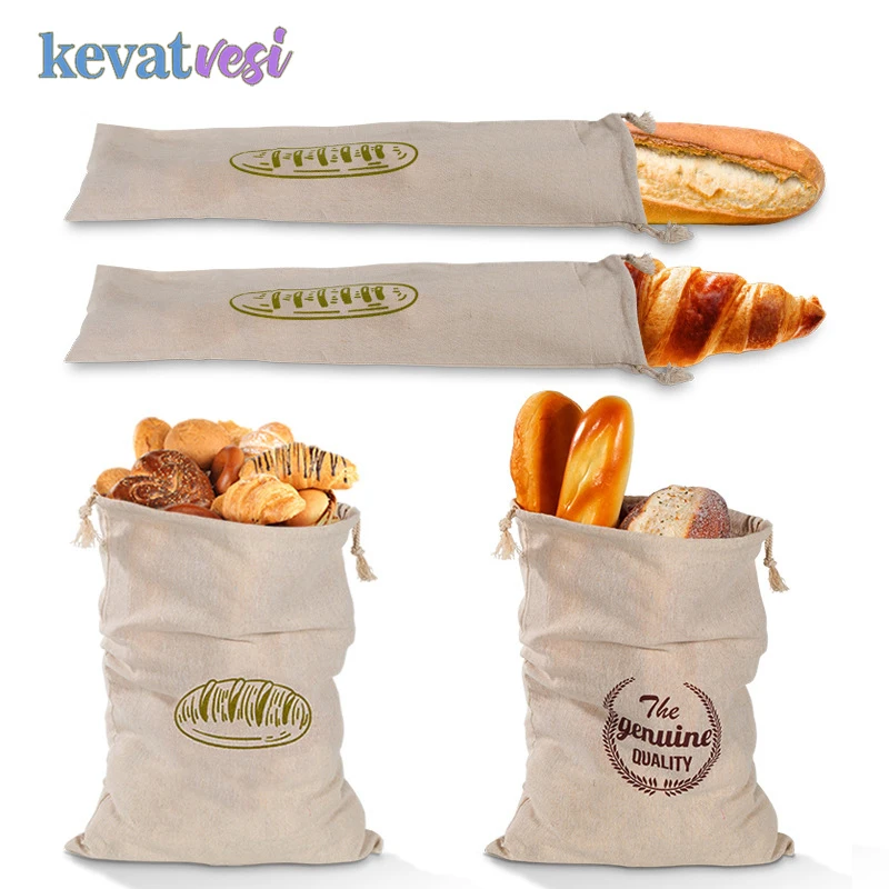 

Linen Bread Bags Reusable Drawstring Bag for Loaf Baguette Artisan Bread Storage Bag Bread Fresh Keeping Bags Kitchen Organizer