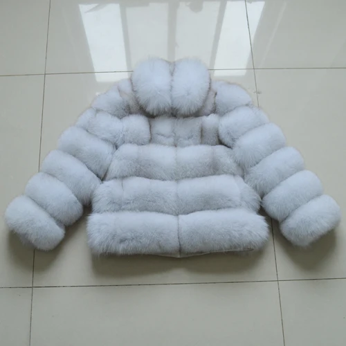natural fox white Женское зимнее плотное пальто из натурального Лисьего меха, вечерние куртки из натурального Лисьего меха, женские высококачественные пальто с воротником-стойкой из натурального Лисьего меха - Цвет: natural fox white