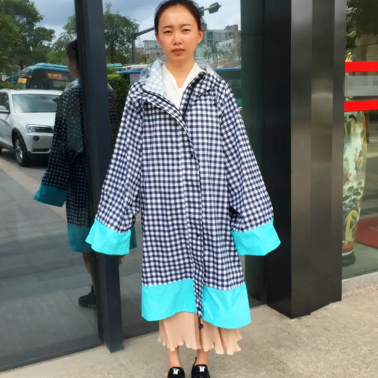 

Raincoat Customizable Export Japan Environmentally Friendly Adult Transparent Hood Conjoined Raincoat Loose-Fit-Back School Bag