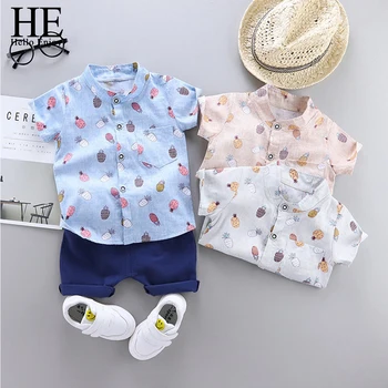 

HE Hello Enjoy Baby Boys Clothes Sets Children Clothing Summer New 2020 Kids Short-sleeve Printed Shirt + Pants 2PCS Casual Suit