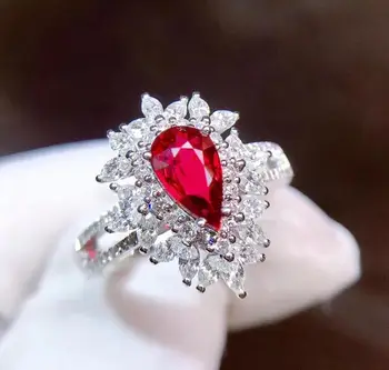 

Fine Jewelry GRS cert Pure 18 K Gold Jewelry Natural Red Ruby 1.0ct Diamond Wedding Engagement Female Rings for Women Fine Ring