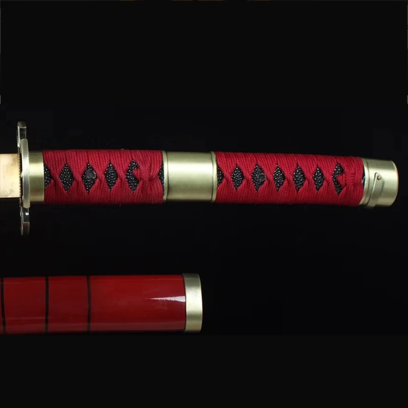 High carbon Forged steel Zoro sword for one piece Anime swords katana japanese style sharpness for cutting Red color