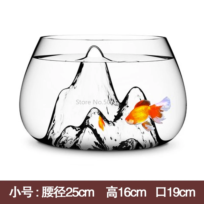 Transparent Landscape Glass Aquarium Living Room Small Creative Goldfish Tank Living Room Lazy Fish Tank Big Aquarium Tank - Цвет: Цвет: желтый