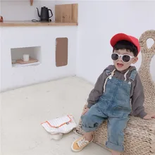 Джинсовый комбинезон в Корейском стиле для девочек и мальчиков; модные детские длинные штаны; years лет