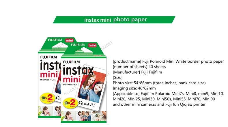 Фотобумага Instax mini с белой каймой, используемая в фотопринтере Fuji серии Mini