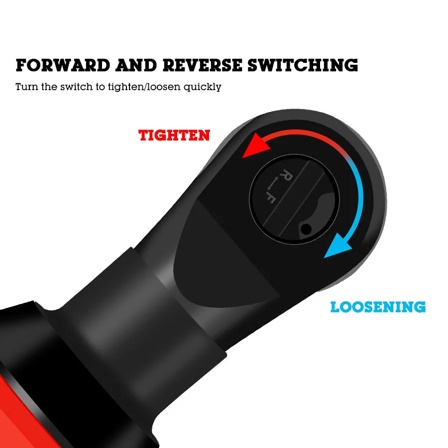 

11pcs/Set Electric Wrench Cordless Grip Type Ratchet Wrench Rechargeable Red 12V