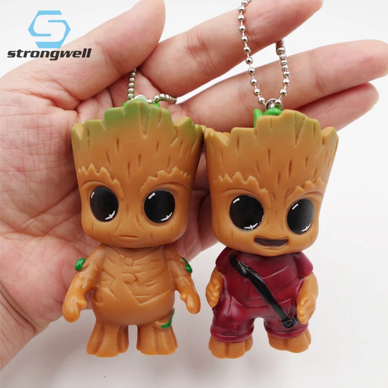 

Strongwell Baby Groot Figurine Keychain Pendant Tree Man Bag Decor Guardians The Galaxy Home Decoration Accessories Gift Cute