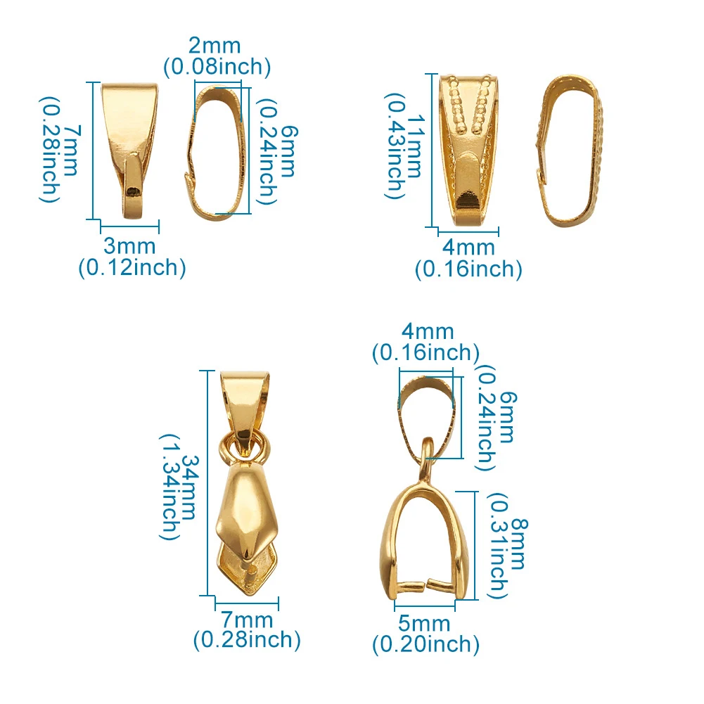 pandahall 1box Brass Ice Pick Pinch Bails Necklace Pendant Clip Hook Connector for Jewelry Making DIY Accessories Findings