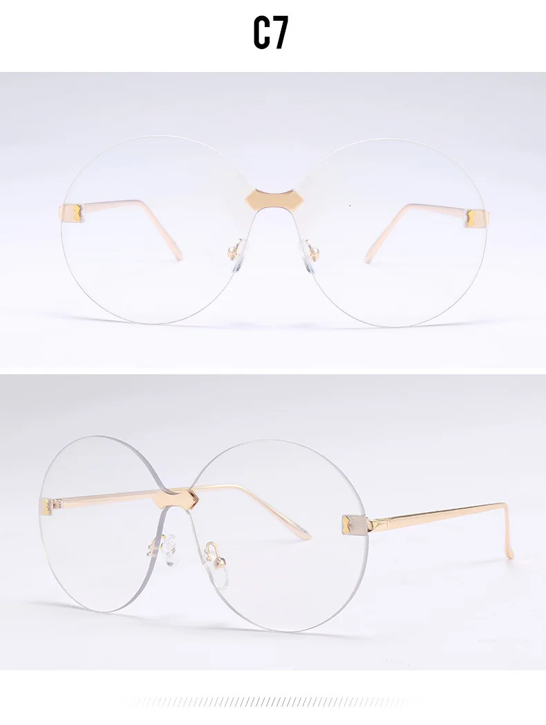 Модные негабаритные Круглые Солнцезащитные очки для женщин, брендовые дизайнерские Винтажные Солнцезащитные очки без оправы, Мужские Женские градиентные Оттенки UV400