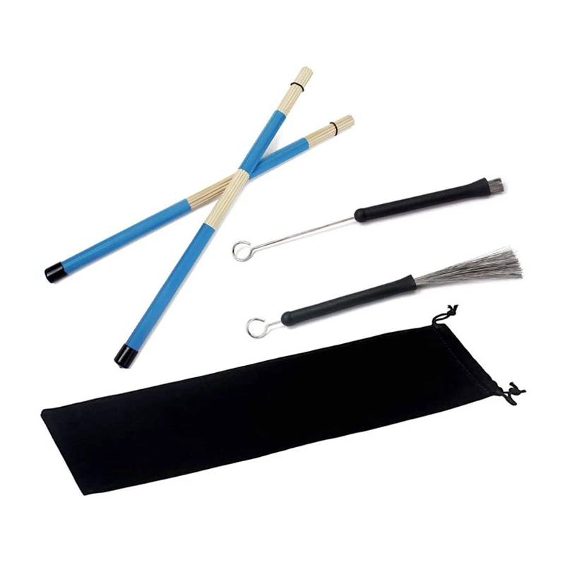 2 шт. барабанные палочки и щетки Набор выдвижных проволочных кистей для басов
